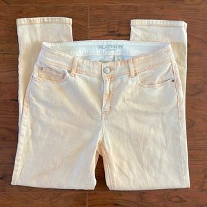 Chico's Peach Color Rhinestone Skinny Mid Rise Jeans